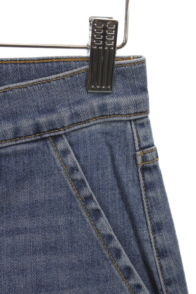 Ramy Brook Women Cropped Jeans Blue Mid Rise Button Cotton Inseam 28 Size 25