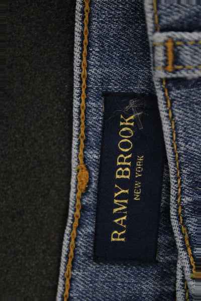 Ramy Brook Women Cropped Jeans Blue Mid Rise Button Cotton Inseam 28 Size 25