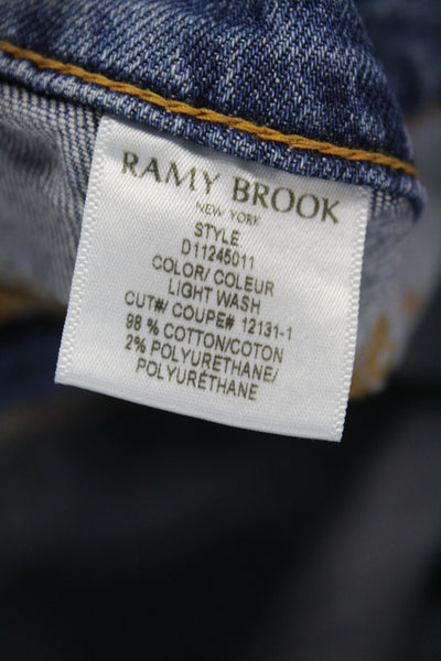 Ramy Brook Women Cropped Jeans Blue Mid Rise Button Cotton Inseam 28 Size 25