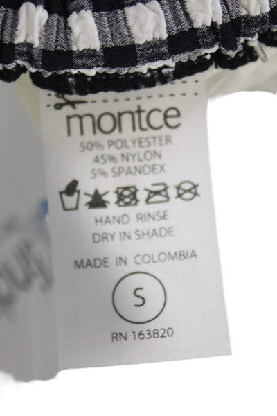 Montce Women Bikini Bottoms Black Gingham Pullover Size S