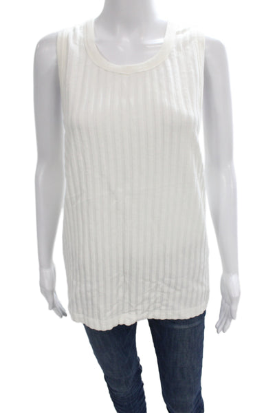 Todd Snyder Mens White Striped Cotton Sleeveless Tank Top Basic Size M