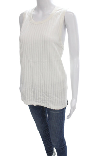 Todd Snyder Mens White Striped Cotton Sleeveless Tank Top Basic Size M