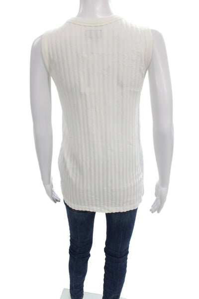 Todd Snyder Mens White Striped Cotton Sleeveless Tank Top Basic Size M