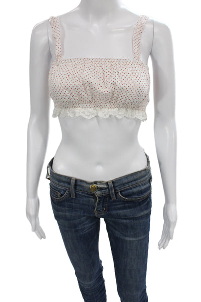 Posse Women Corset Top Red Polka Dot Scoop Neck Sleeveless Cotton Size XS