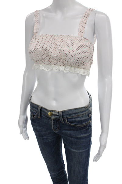 Posse Women Corset Top Red Polka Dot Scoop Neck Sleeveless Cotton Size XS