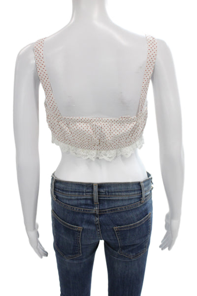 Posse Women Corset Top Red Polka Dot Scoop Neck Sleeveless Cotton Size XS