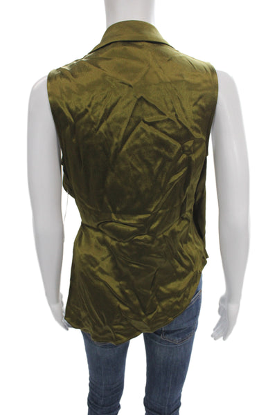 Mint Women Bohemian Sleeveless V-Neck Shirt Green Viscose Size XS