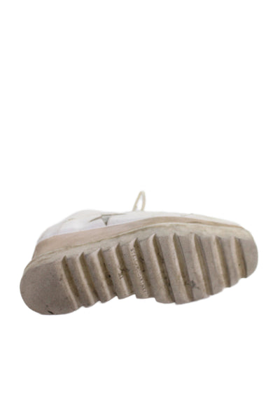 Stella McCartney Womens Leather Platform High Wedge Heels White Size 6.5