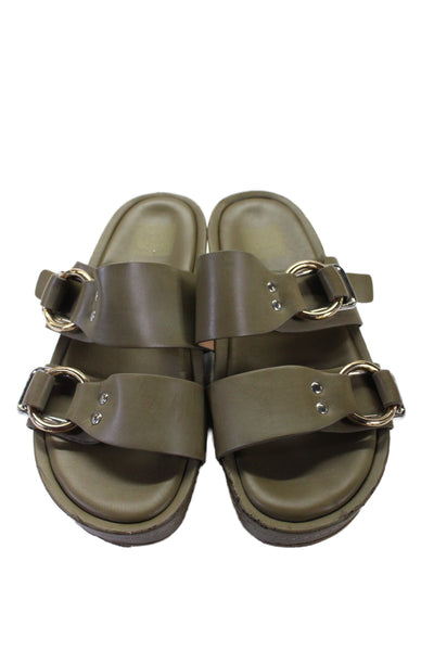 Dolce Vita Womens Leather Slide On Platform Sandal Moss Green Size 7.5