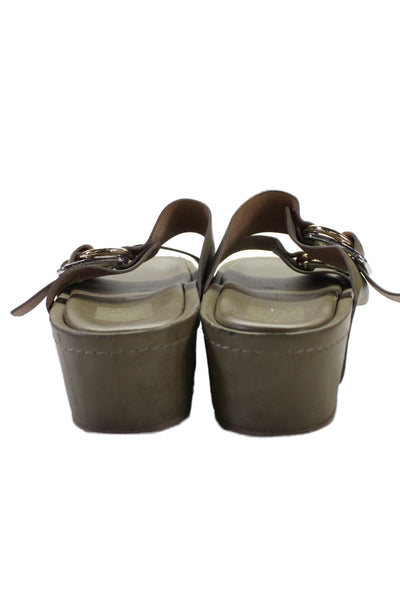 Dolce Vita Womens Leather Slide On Platform Sandal Moss Green Size 7.5