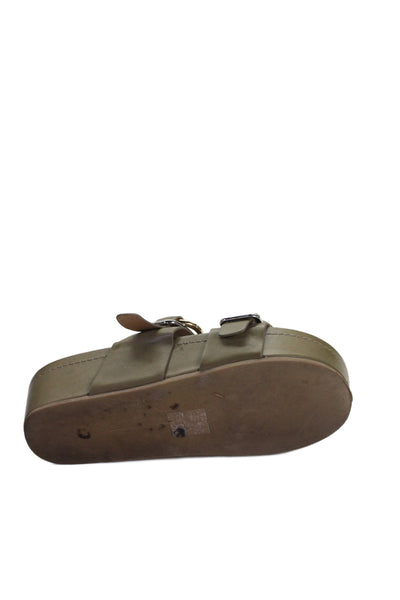 Dolce Vita Womens Leather Slide On Platform Sandal Moss Green Size 7.5