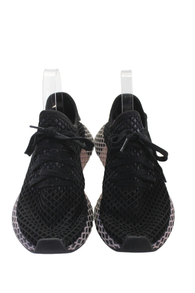 Adidas Womens Net Lace Up Low Top Sneakers Black Pink Size 7