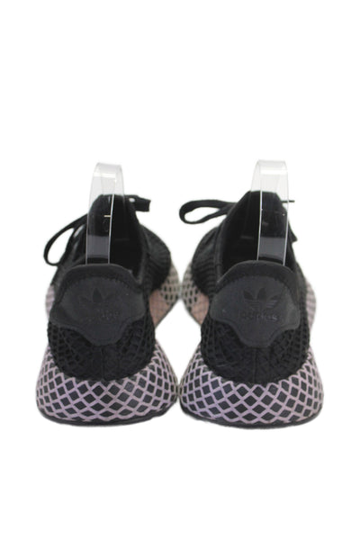 Adidas Womens Net Lace Up Low Top Sneakers Black Pink Size 7