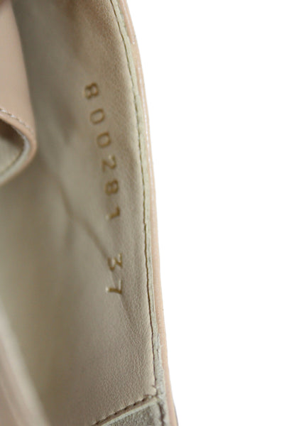 Stella McCartney Womens Leather Platform High Wedge Heels Beige Gold Size 7