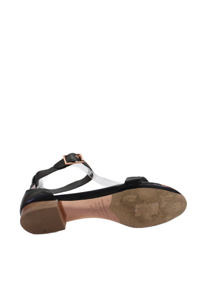 Ted Baker Womens Leather Ankle Strap Studded Sandals Black Rose gold Size 7