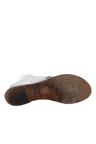 Joie Women Leather Thong Flip Flop Sandals White Brown Size 7