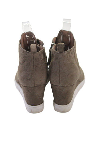 Linea Paolo Womens Leather Suede Wedge Sneakers Brown Size 9