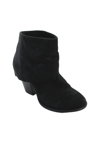 Vince Camuto Womens Leather Suede Cuban Heel Boots Black Size 7