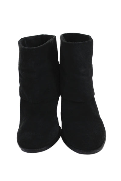 Vince Camuto Womens Leather Suede Cuban Heel Boots Black Size 7
