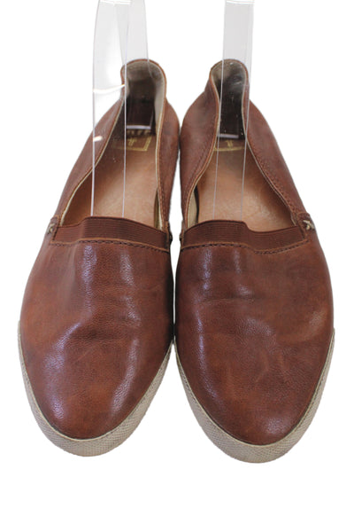Frye Womens Leather Slip On Flats Brown Size 9