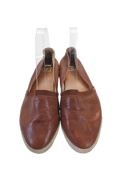 Frye Womens Leather Slip On Flats Brown Size 9