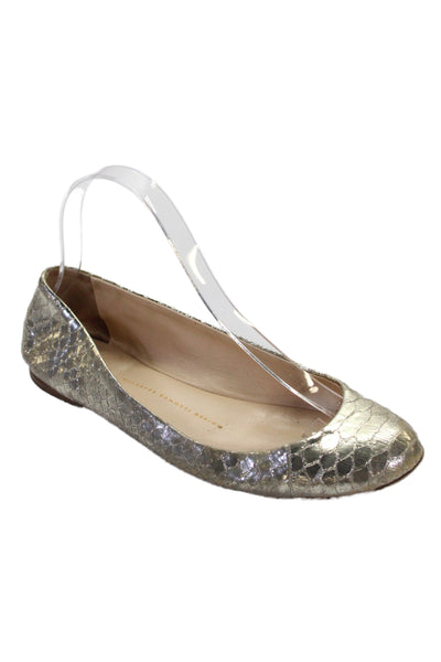 Giuseppe Zanotti Design Womens Metallic Animal Print Flats Gold Size EUR 38
