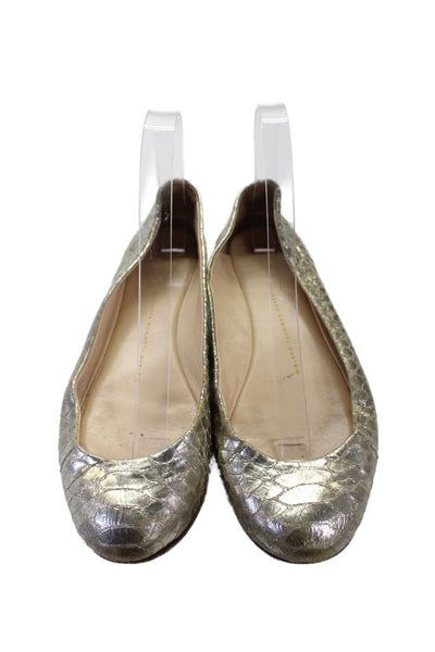 Giuseppe Zanotti Design Womens Metallic Animal Print Flats Gold Size EUR 38
