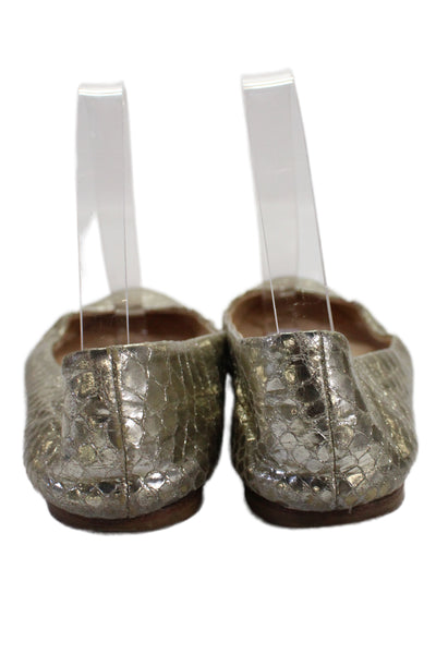 Giuseppe Zanotti Design Womens Metallic Animal Print Flats Gold Size EUR 38