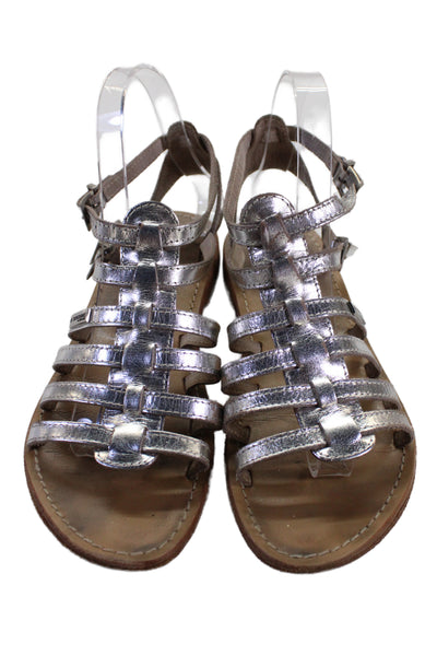 Les Tropeziennes Womens Strappy Buckled Gladiator Sandals Silver Size EUR 38