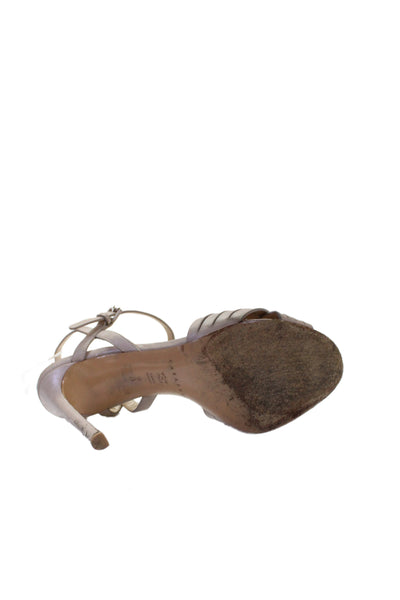 Casadei Womens Leather Strappy Ankle Buckled Stiletto Heels Beige Size 9