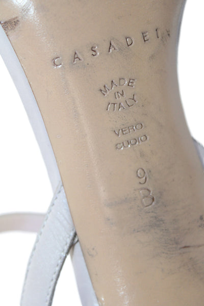Casadei Womens Leather Strappy Ankle Buckled Stiletto Heels Beige Size 9