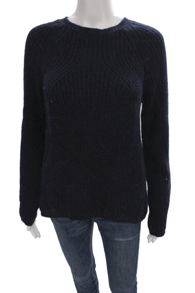 Maje Women Solid Blue Pullover Crew Neck Long Sleeve Size 1