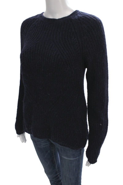 Maje Women Solid Blue Pullover Crew Neck Long Sleeve Size 1