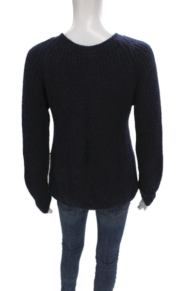 Maje Women Solid Blue Pullover Crew Neck Long Sleeve Size 1