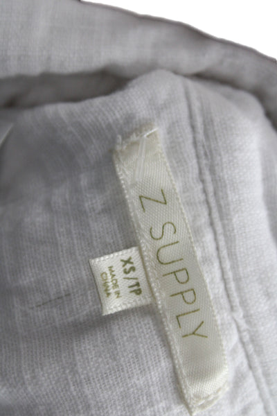 Z Supply Women White Cotton Collared Short Sleeve Romper Size XS