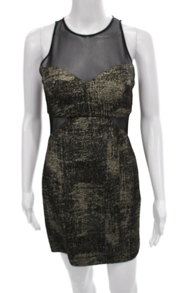 Jay Godfrey Women Bodycon Black Mesh Sleeveless Round Neck Mini Dress Size 4