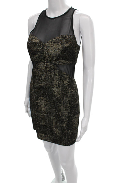 Jay Godfrey Women Bodycon Black Mesh Sleeveless Round Neck Mini Dress Size 4