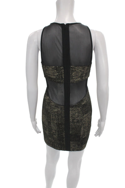 Jay Godfrey Women Bodycon Black Mesh Sleeveless Round Neck Mini Dress Size 4