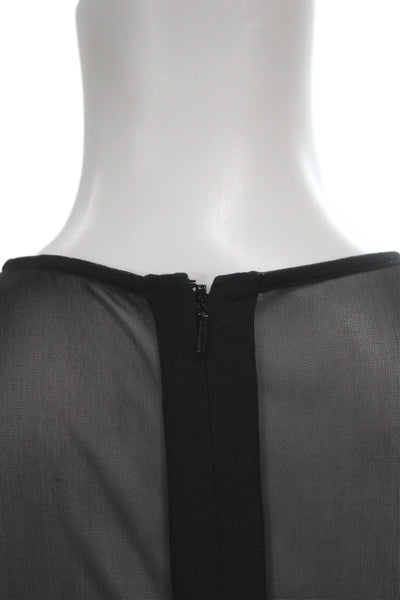 Jay Godfrey Women Bodycon Black Mesh Sleeveless Round Neck Mini Dress Size 4