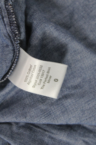 Current/Elliott Womens Basic Button-Up Blue Cotton Collared Long Sleeve Size 0