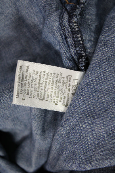Current/Elliott Womens Basic Button-Up Blue Cotton Collared Long Sleeve Size 0