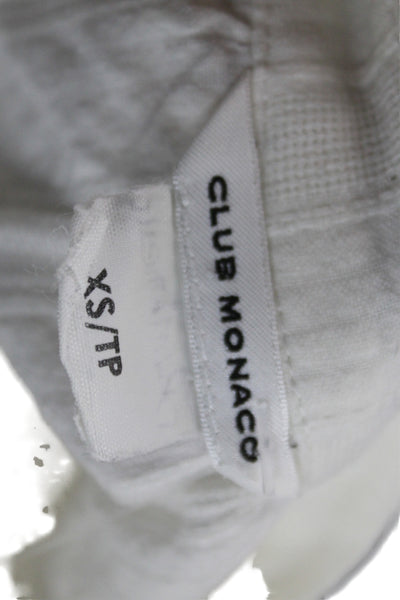 Club Monaco Women Textured Striped Henley 3/4 Sleeve Blouse White Size XS