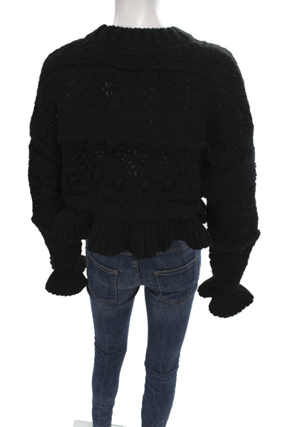 Zara Women Pullover Sweater Black Crew Neck Long Sleeve Size S