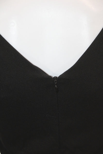 Amanda Uprichard Womens Basic Black Rayon V-Neck Long Sleeve Blouse Zip Size S