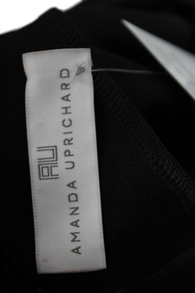 Amanda Uprichard Womens Basic Black Rayon V-Neck Long Sleeve Blouse Zip Size S
