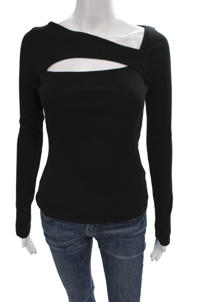 Citizens of Humanity Womens Basic Black Square Neck Long Sleeve Blouse Size S