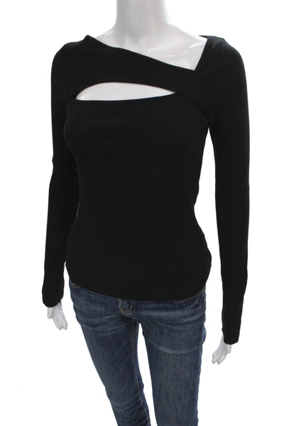 Citizens of Humanity Womens Basic Black Square Neck Long Sleeve Blouse Size S