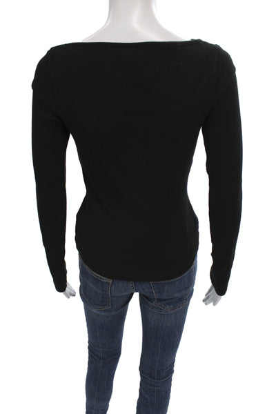 Citizens of Humanity Womens Basic Black Square Neck Long Sleeve Blouse Size S