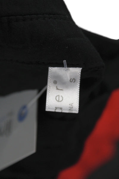 Ekouaer Women Collared Black Cotton Tunic 3/4 Sleeve Casual Size S