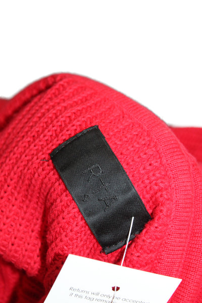 R+A Womens Pullover Sweater Red Hooded Cotton Long Sleeve Size S